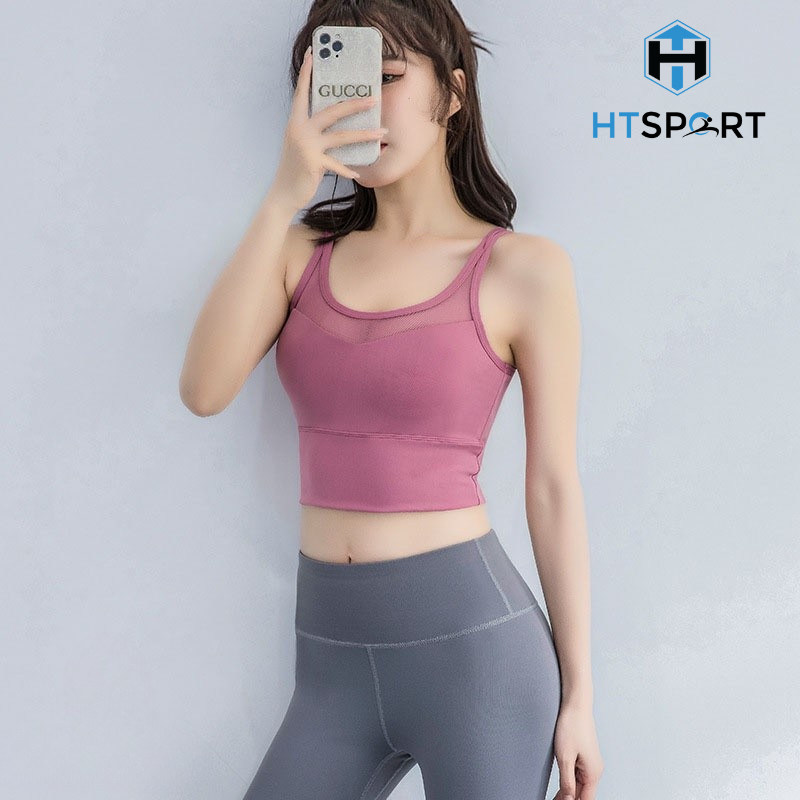 Áo Thun Tập Gym Nữ Không Tay Phối Lưới, Áo Thể Thao AG02 Ôm Body Co Giãn 4 Chiều Có Lót Ngực Tập Yoga, Aerobic