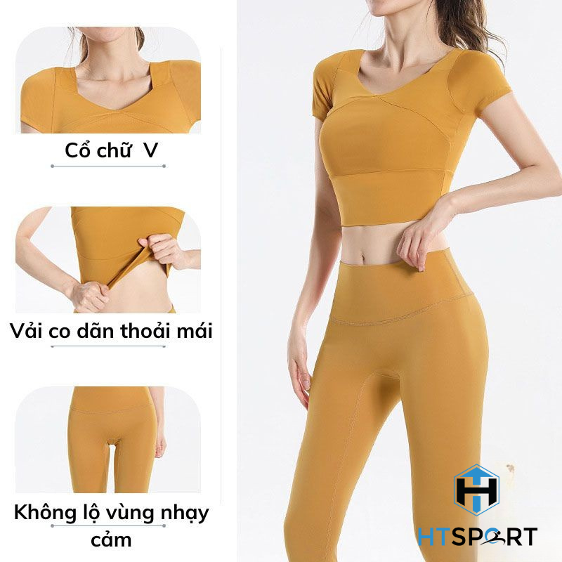 Bộ Quần Áo Tập Gym Nữ, Set Đồ Thun BTG01 Tập Thể Thao, Yoga, Aerobic Ôm Body Tôn Dáng Lưng Cao Có Mút Ngực