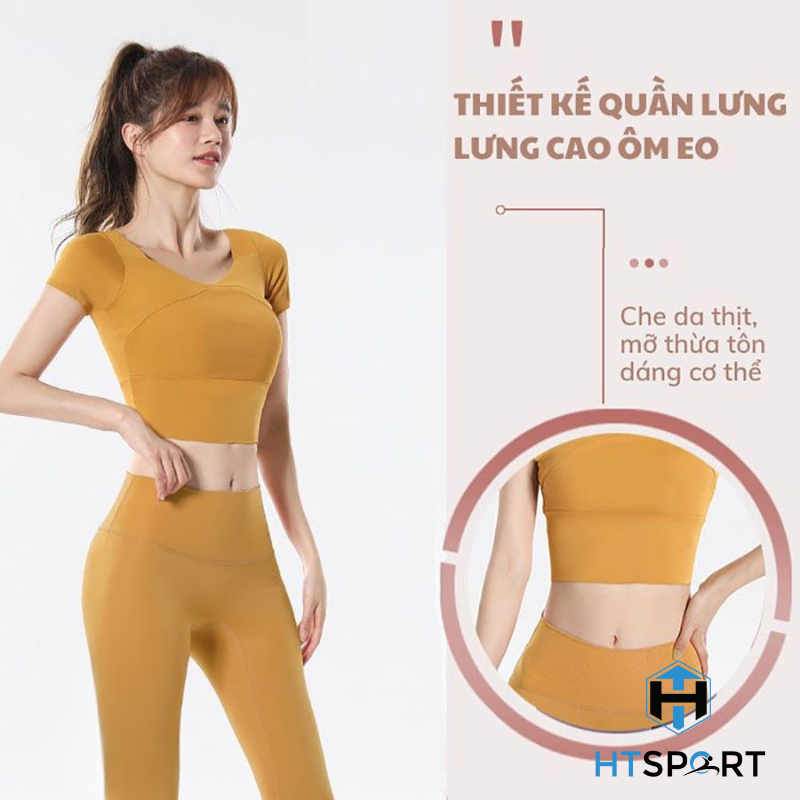 Bộ Quần Áo Tập Gym Nữ, Set Đồ Thun BTG01 Tập Thể Thao, Yoga, Aerobic Ôm Body Tôn Dáng Lưng Cao Có Mút Ngực