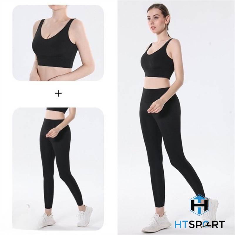 Bộ Quần Áo Tập Gym Nữ, Set Đồ Thun BTG01 Tập Thể Thao, Yoga, Aerobic Ôm Body Tôn Dáng Lưng Cao Có Mút Ngực