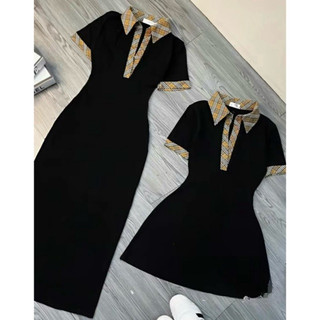 Combo 2 đầm body đen phối caro dáng ngắn & dài form ôm size L & XL | Váy Tâm Thái tôn dáng