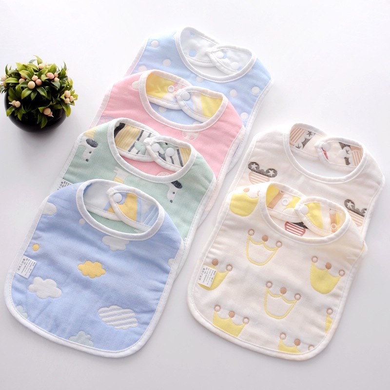 Yếm xô 6 lớp 2 mặt chữ U cho bé siêu thấm hút saubabi