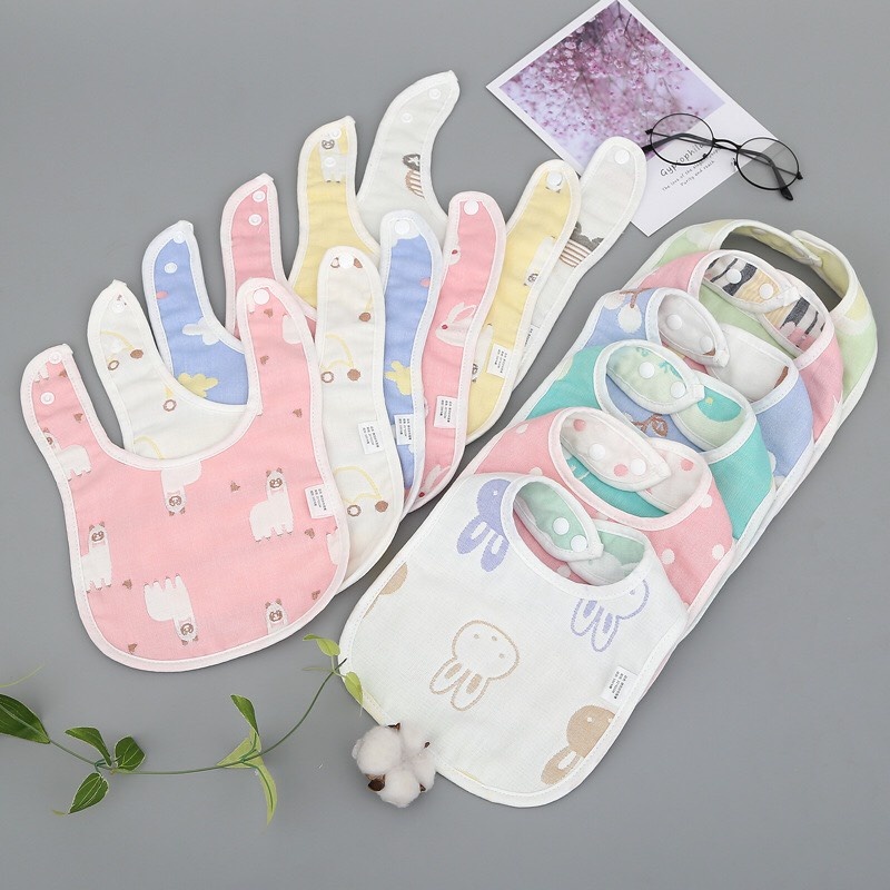 Yếm xô 6 lớp 2 mặt chữ U cho bé siêu thấm hút saubabi