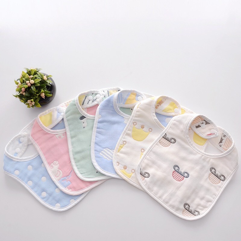 Yếm xô 6 lớp 2 mặt chữ U cho bé siêu thấm hút saubabi