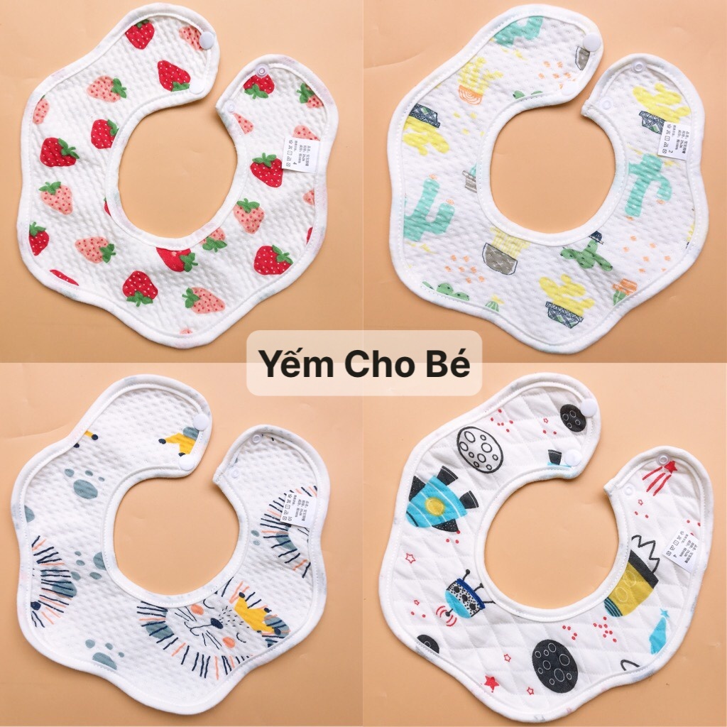 Yếm tròn sợi tre 6 lớp  họa tiết  đẹp chất liệu vải xô siêu thấm hút saubabi