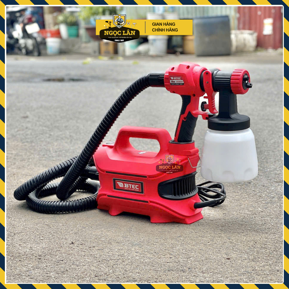 [Chính hãng] Máy phun sơn điện đeo hông, đeo vai Btec BT8007 700W, bình sơn 800ml, béc phun đa năng