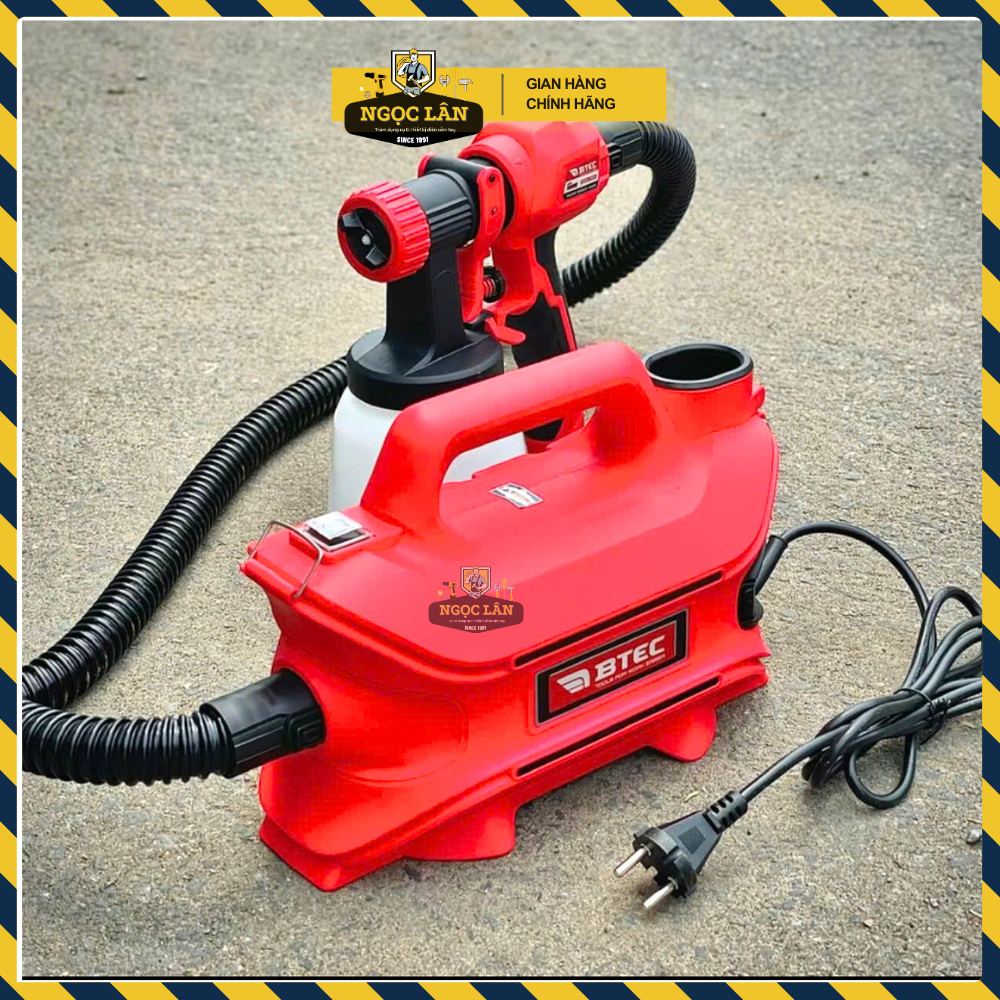 [Chính hãng] Máy phun sơn điện đeo hông, đeo vai Btec BT8007 700W, bình sơn 800ml, béc phun đa năng