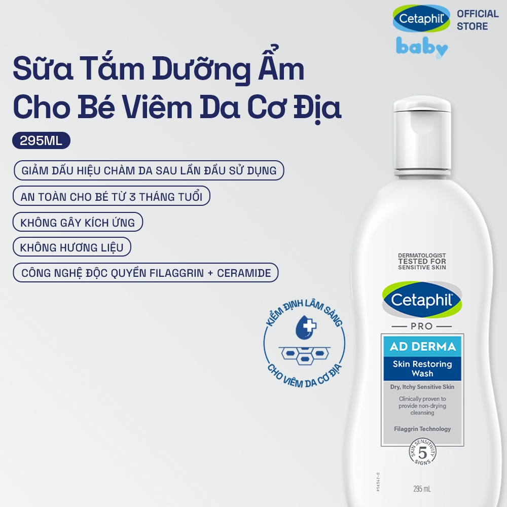 Ảnh Sữa tắm dưỡng ẩm cho da chàm, viêm da cơ địa Cetaphil Pro AD Derma Wash 295ml 1