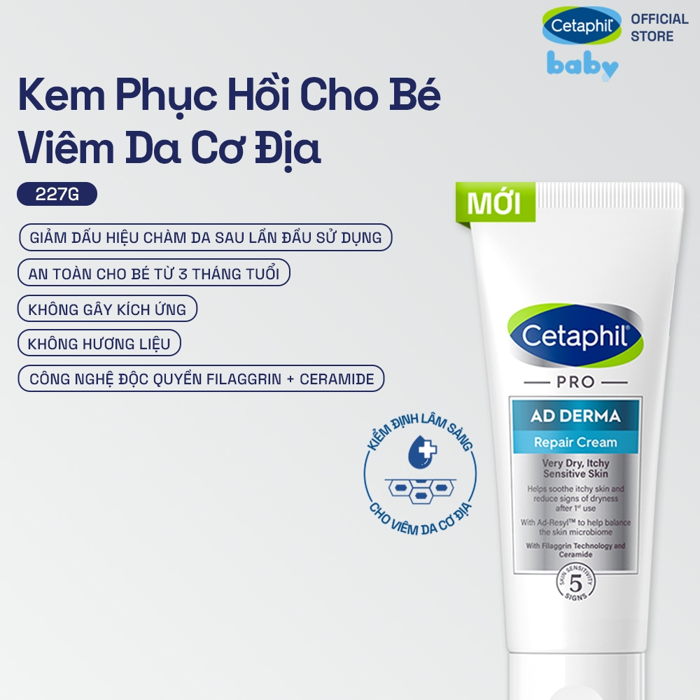Ảnh Kem làm dịu và phục hồi cho da chàm, viêm da cơ địa CETAPHIL PRO AD DERMA REPAIR CREAM 227g 1
