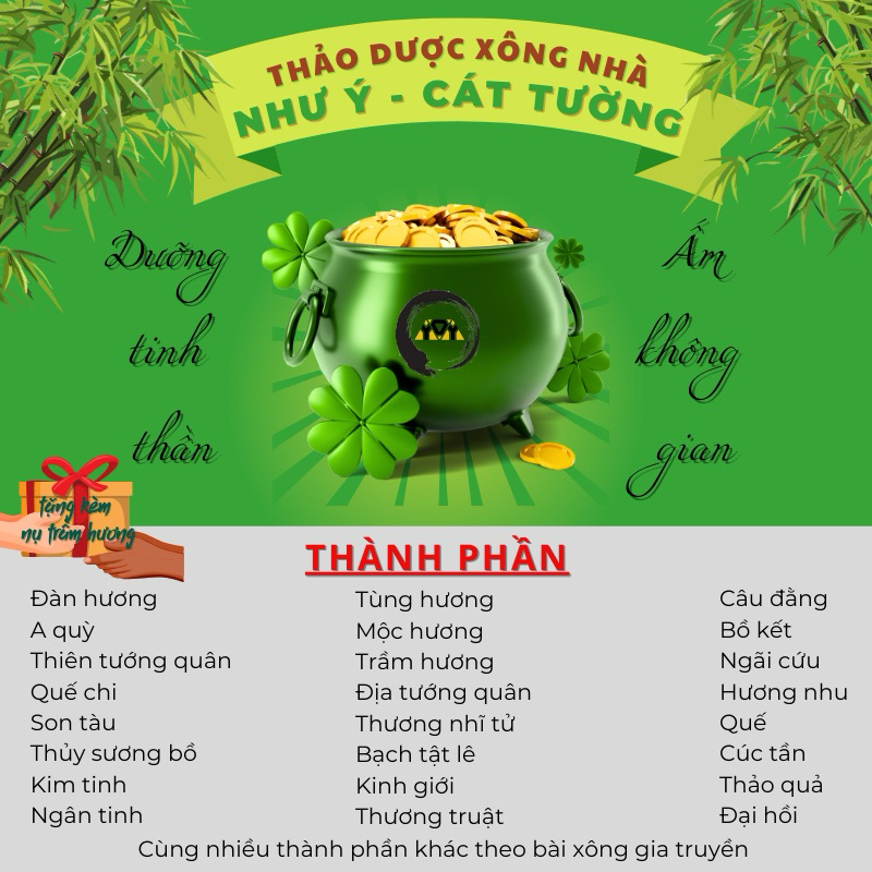 Thảo Dược Xông Nhà Như Ý Cát Tường AYOYA Hơn 38 Vị Trầm Hương Đàn Hương Thanh Lọc Không Gian Khử Mùi