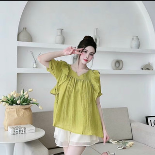 Áo bầu babydoll cánh tiên tay cộc, chất voan tơ siêu mềm mát (ÁO CÁNH TIÊN)