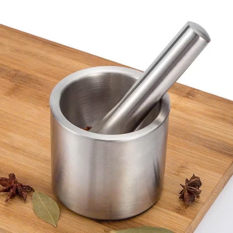 Set Cối Có Nắp Đậy Chống Bắn,Dụng Cụ Giã Gia Vị Nhà Bếp Tiện Lợi Mỗi Ngày - BỘ CỐI CHÀY GIÃ INOX 304 ĐA NĂNG