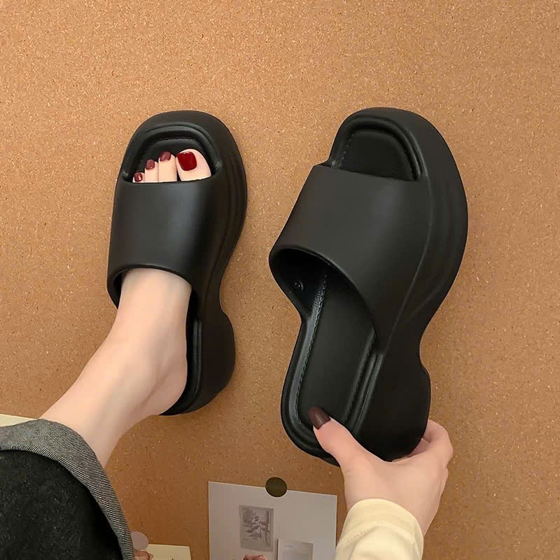 Dép bánh mì độn đế 6,5cm chống trơn trượt đế gọn không bị thô lên dáng siêu đẹp cho chị em.