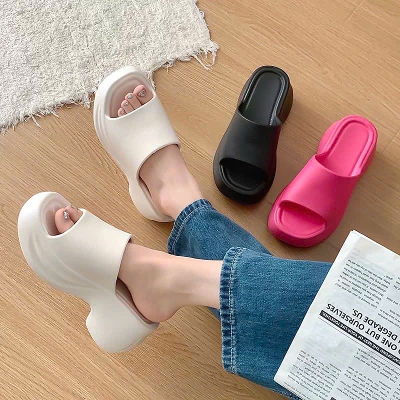 Dép bánh mì độn đế 6,5cm chống trơn trượt đế gọn không bị thô lên dáng siêu đẹp cho chị em.