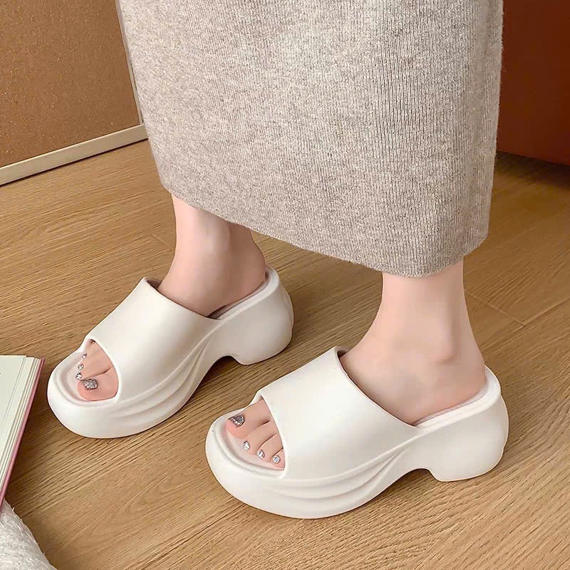Dép bánh mì độn đế 6,5cm chống trơn trượt đế gọn không bị thô lên dáng siêu đẹp cho chị em.