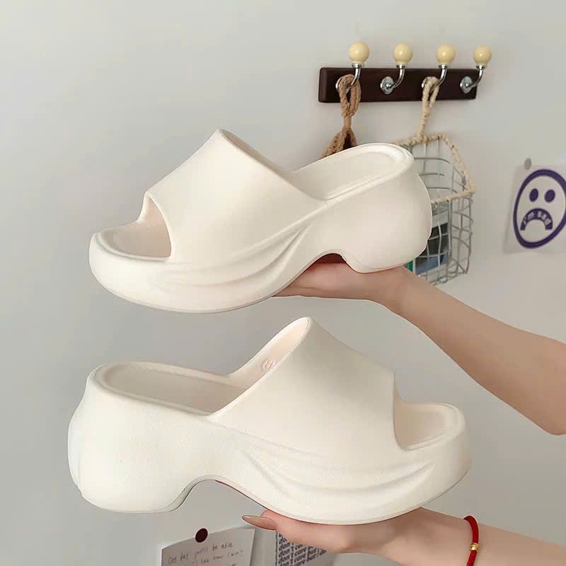 Dép bánh mì độn đế 6,5cm chống trơn trượt đế gọn không bị thô lên dáng siêu đẹp cho chị em.