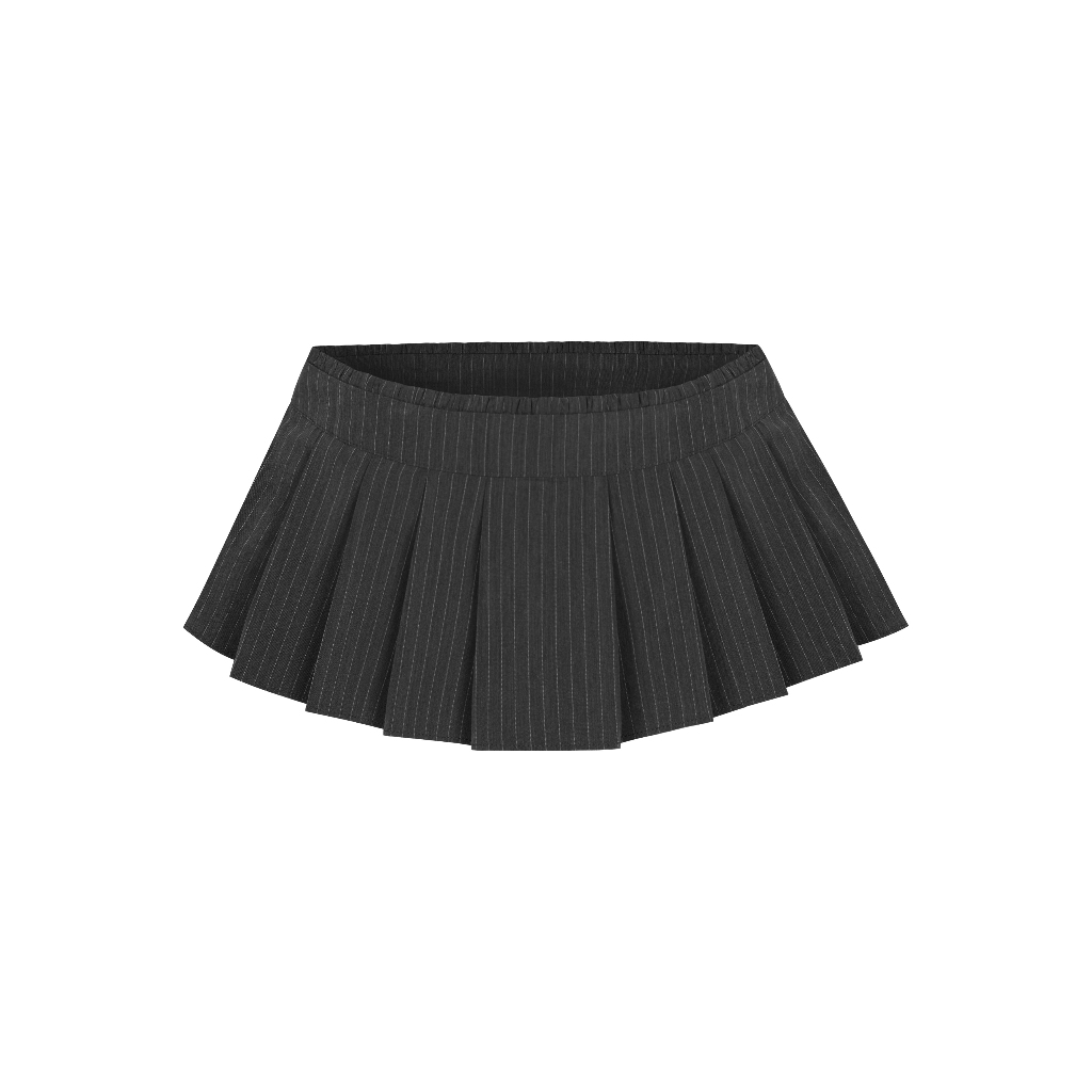 Ảnh Chân Váy Ngắn Xếp Ly Màu Xám Brand TSUN Chính Hãng Pencil MiniSkirt Nữ 3