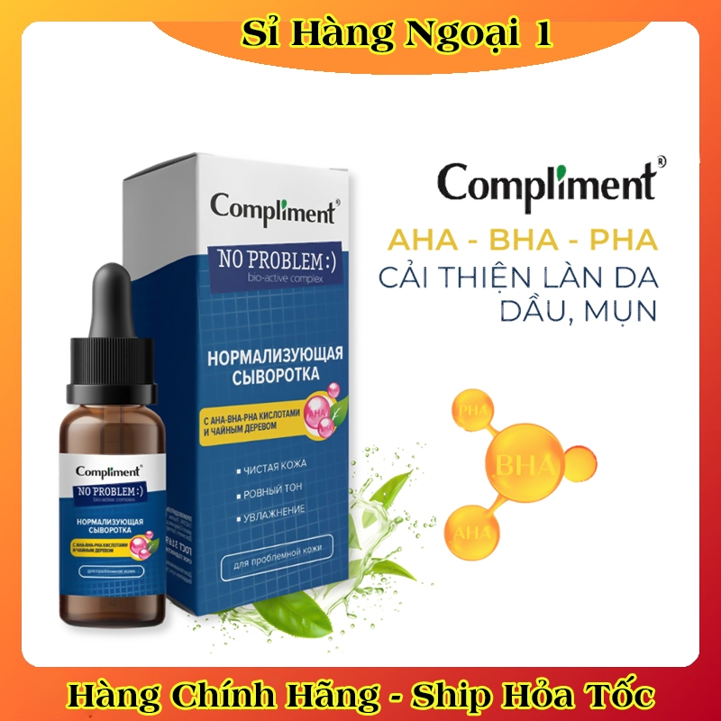 Serum Compliment No problem AHA-BHA-PHA Giảm Mụn, Mờ Thâm, Se Lỗ Chân Lông Cho Da Dầu Mụn 27ml của Nga