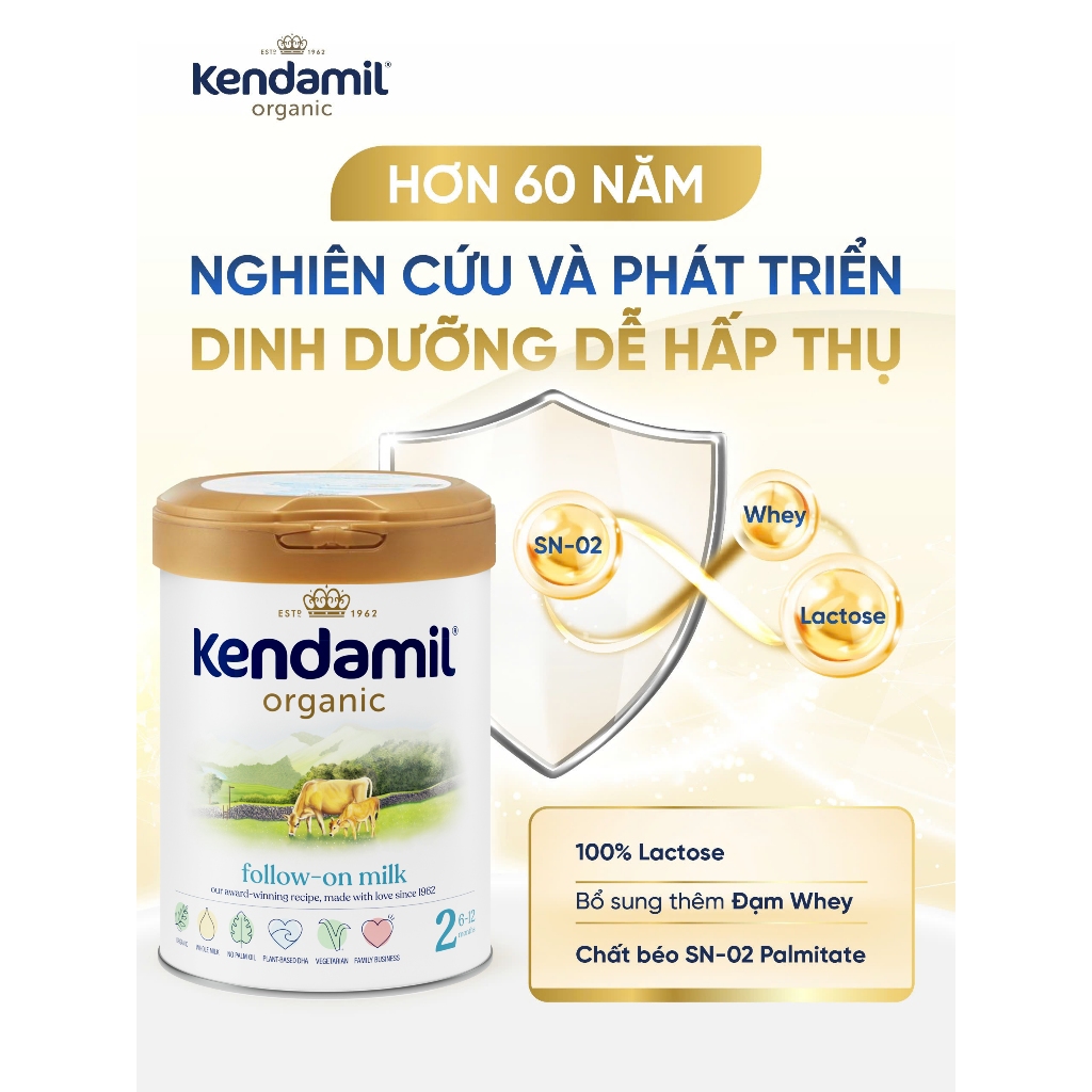 Ảnh Sữa Công Thức Hữu Cơ Kendamil Organic Số 2 (800g) [Link dự phòng] 1