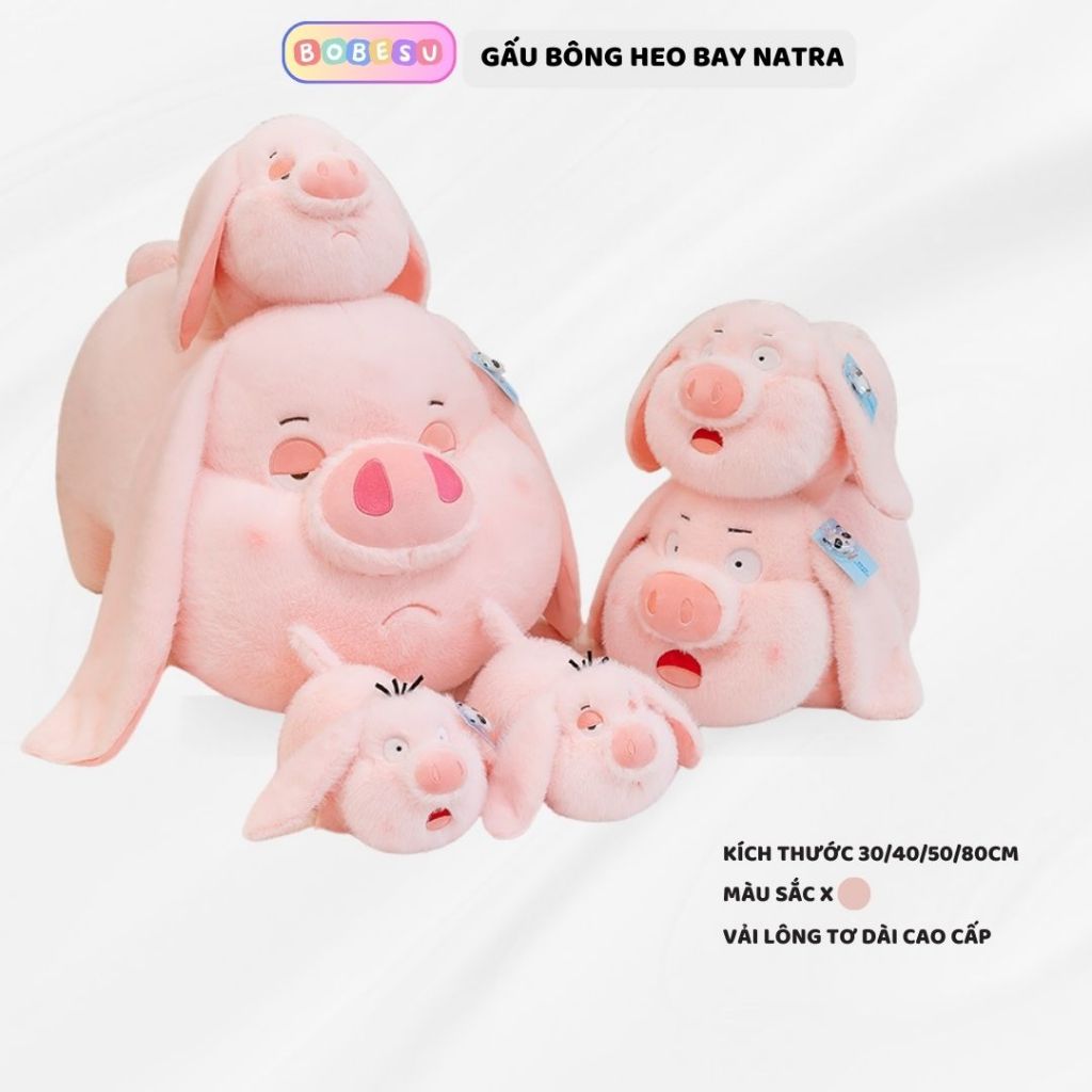 Gấu bông heo hồng bay natra2 mặt biểu cảm đáng yêu lợn bông lông thỏ cao cấp dùng để ôm ngủ hay gác chân đều thích