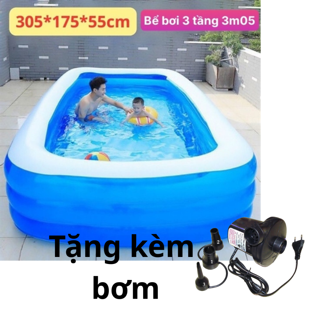 Bể Bơi Phao Cho Bé Mini Gấp Gọn Giá Rẻ - Kích Thước 1m2 1m3 1m5 1m8 2m1 2m6 3m - Hồ Bơi Phao Trẻ Em Dễ Dàng Bơm Hơi