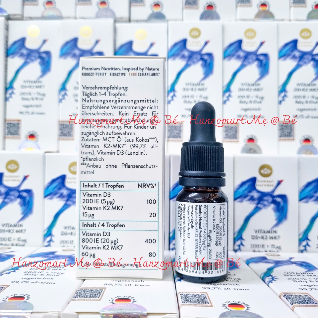 Vitamin D3K2 MK7 Sunday Natural 10ml của Đức