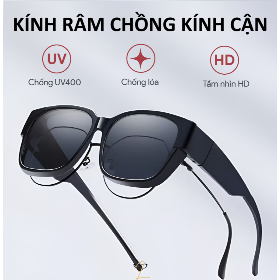 Kính râm đeo chồng cận, Kính chồng cận nam nữ đen chống nắng UV400 đi ...