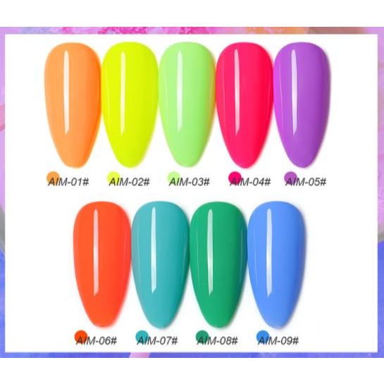 Sơn gel AS NEON mã AIM mẫu chai đỏ nhọn 9 chai 15ml siêu HOT siêu xịn