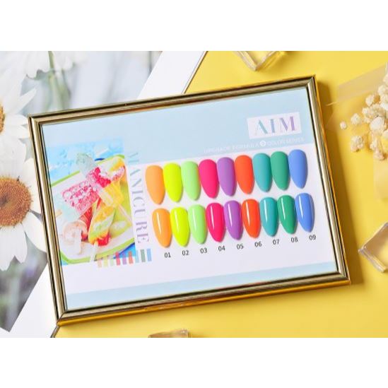 Sơn gel AS NEON mã AIM mẫu chai đỏ nhọn 9 chai 15ml siêu HOT siêu xịn