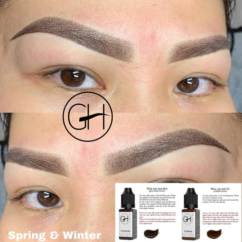Mực GH Chuyên HairStrokes Tạo Sợi Bằng Máy, Phun Rải Hạt Chân Mày, mực phun mày, môi_chai chiết 5ml, full 10ml