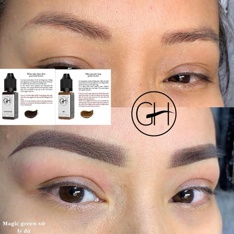 Mực GH Chuyên HairStrokes Tạo Sợi Bằng Máy, Phun Rải Hạt Chân Mày, mực phun mày, môi_chai chiết 5ml, full 10ml