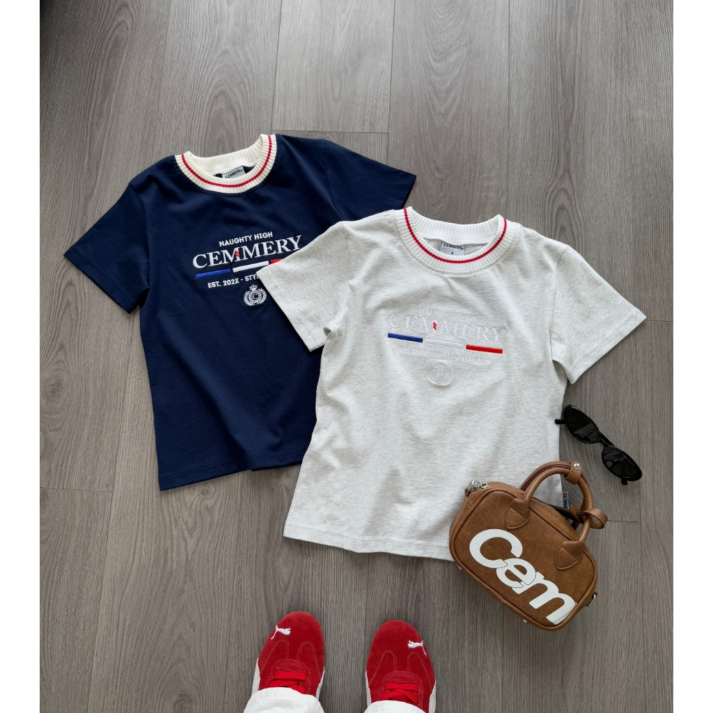 Áo Baby Tee CEMMERY Local Brand Chính Hãng Ivy Baby Tee Cotton 2 Chiều Cổ Dệt Bản To Hình Thêu 2 Màu