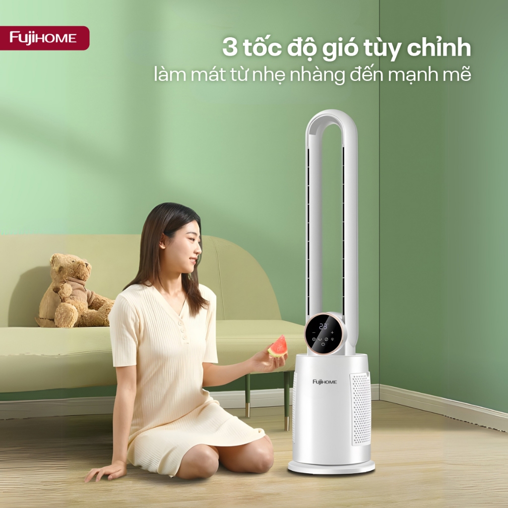 Quạt không cánh nhập khẩu FUJIHOME BF-03R, Quạt lọc không khí Ion âm có điều khiển từ xa