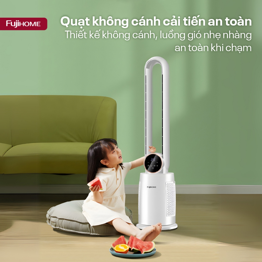 Quạt không cánh FUJIHOME BF-03R nhập khẩu, Quạt tháp lọc không khí Ion âm điều khiển từ xa