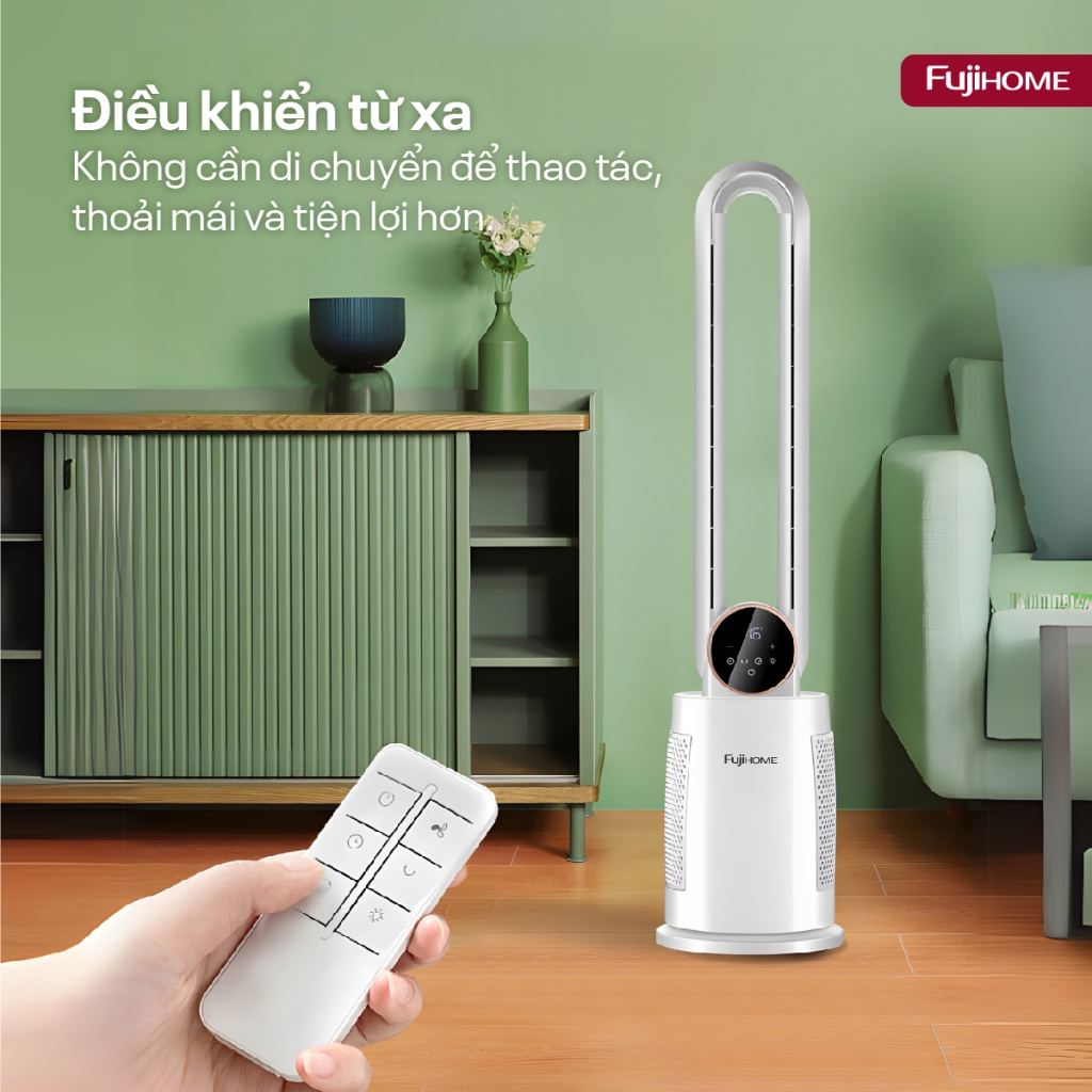 Quạt không cánh nhập khẩu FUJIHOME BF-03R, Quạt lọc không khí Ion âm có điều khiển từ xa