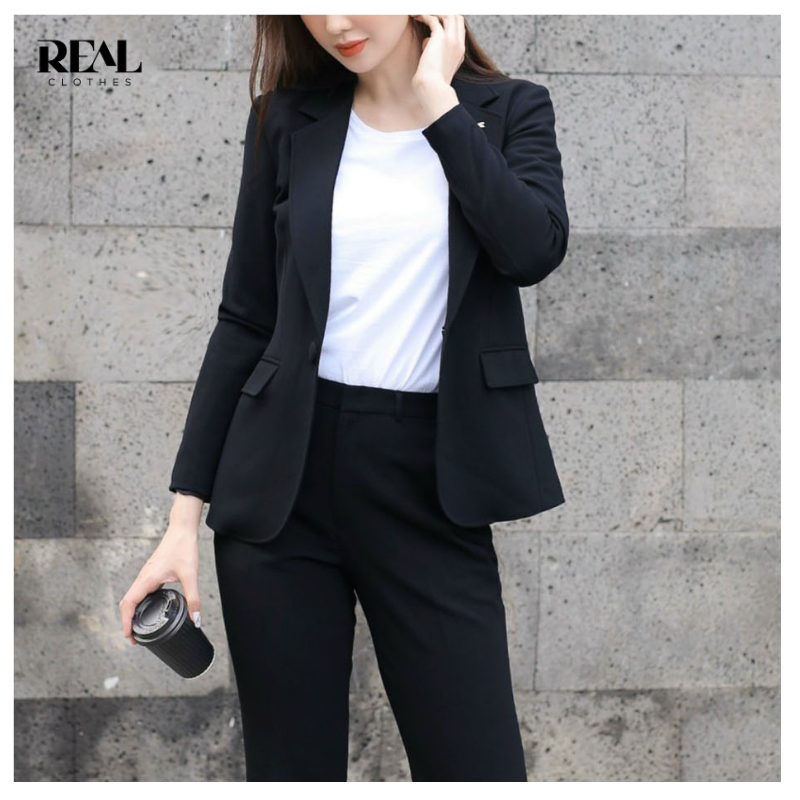 Blazer công sở 2 lớp dáng ôm cơ bản REAL CLOTHES, vải Tuyết Hàn cao cấp, sang trọng, ít nhăn