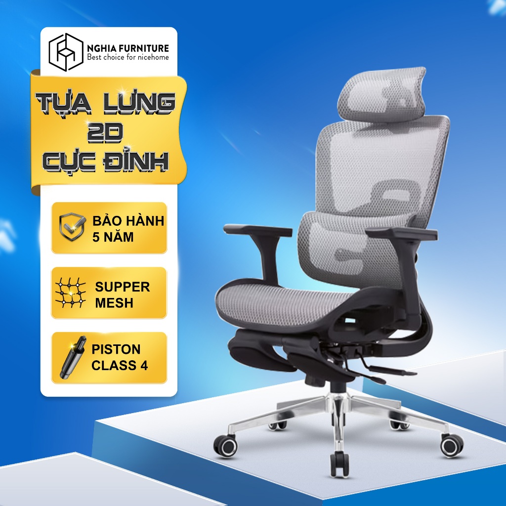 Ảnh Ghế công thái học Nghia Furniture Mirai Pro, Tựa lưng điều chỉnh, tay vịn 4D, Piston class 4 2