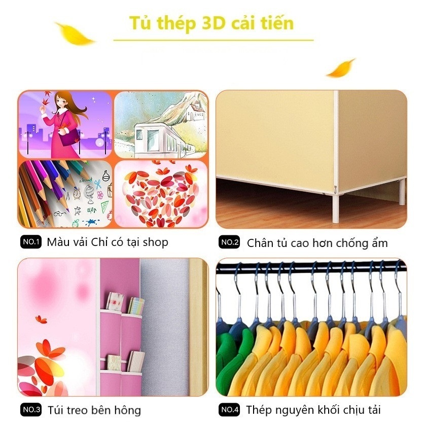 𝐎𝐥𝐢𝐟𝐞 Tủ Vải Khung Thép Titan Tủ Đựng Quần Áo Lắp Ráp Đa Năng Tủ Quần Áo Tiện Lợi