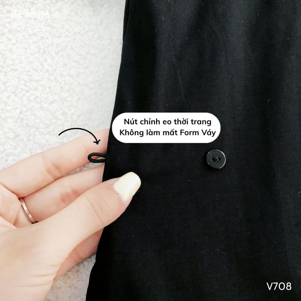 Váy bầu thiết kế chất cotton 4 chiều con giãn thấm hút mồ hôi in chữ cách điệu mặc đi làm đi chơi - V708 B2 MUM