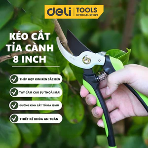 Kéo Cắt Tỉa Cành Cây Deli Chính Hãng 210mm - Lưỡi Thép Sắc Bén, Siêu Bền, Tay Cầm Đệm Cao Su An Toàn, Chắc Chắn - DL2789