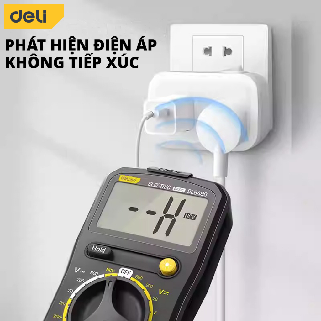 Product image Đồng hồ vạn năng Deli chính hãng - Màn hình LED kỹ thuật số - Phạm vi đo 600V - Bảo hành 12 tháng - DL8490 4