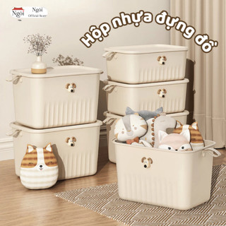 Hộp Nhựa Đựng Đồ Đa Năng Có Nắp Quai Cầm, Hộp Đựng Đồ Quần Áo, Đồ Chơi Chịu Lực Tốt, Thiết Kế Dễ Thương HN01 - NGÓI HOME