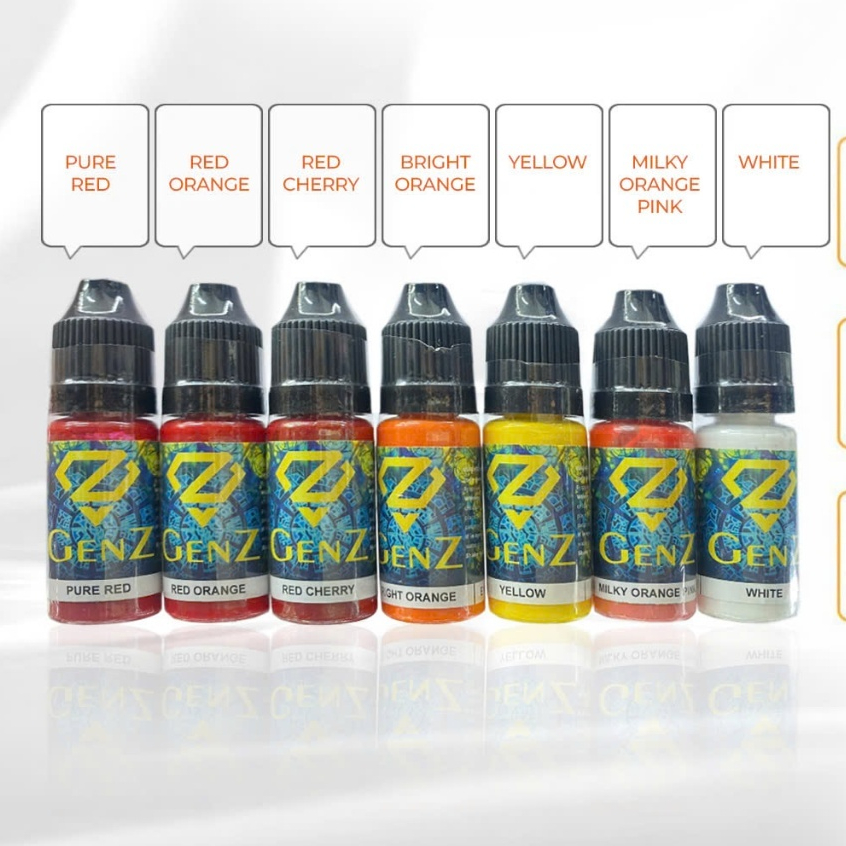 PXTM Mực Trợ Nền Mực GenZ Mực Bong Đậm Dùng Cho Môi,Mày Phun Xăm Thẩm Mỹ, mực phun xăm_chai full 10ml, chai chiết 5ml