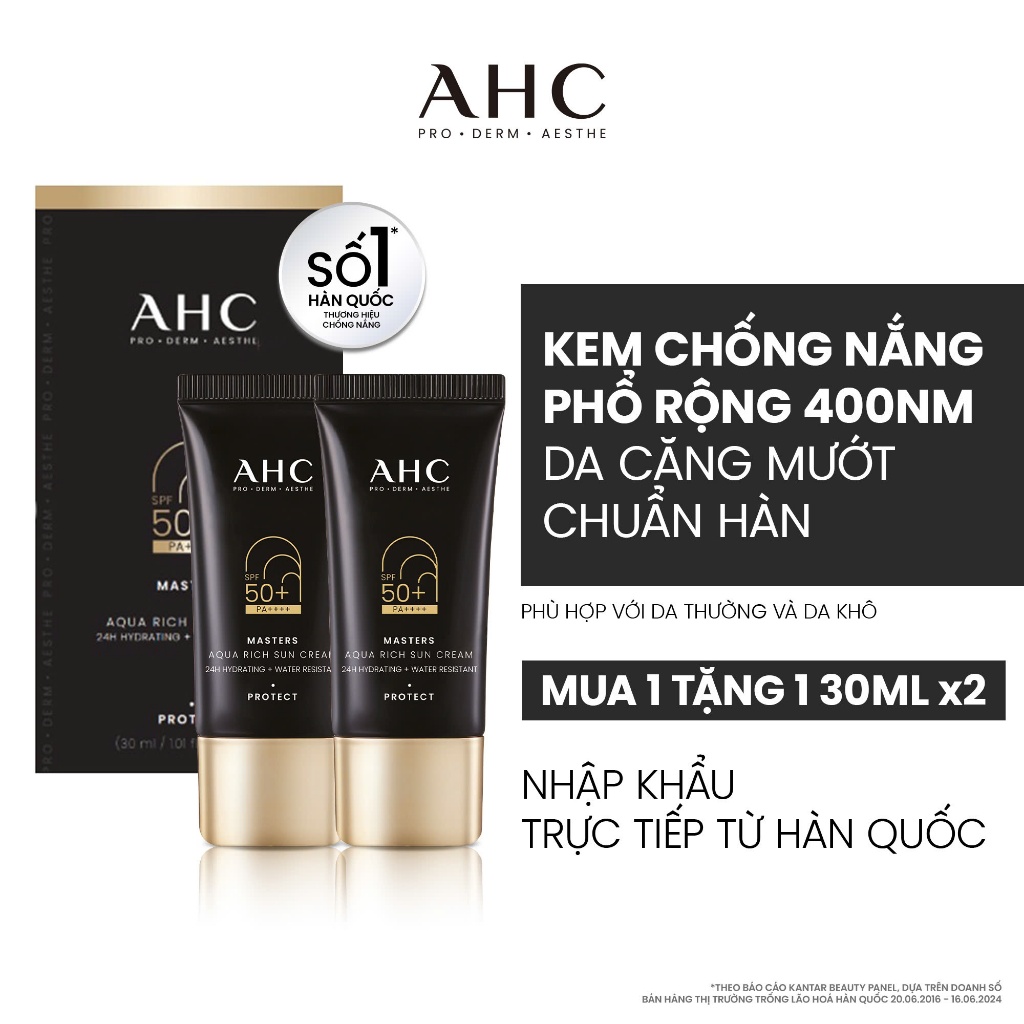 Ảnh Kem chống nắng AHC phổ rộng 400nm căng mướt da chuẩn Hàn Masters Aqua Rich Sun Cream 30ml 2