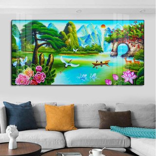 Tranh Bo Viền Cao Cấp - Tranh Treo Tường Phong Cảnh Đồng Quê - Tranh Kích Thước Lớn