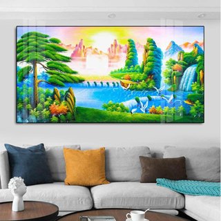 Tranh Bo Viền Cao Cấp - Tranh Treo Tường Phong Cảnh Đồng Quê - Tranh Kích Thước Lớn