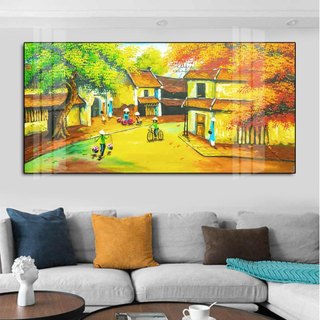 Tranh Bo Viền Cao Cấp - Tranh Treo Tường Phong Cảnh Đồng Quê - Tranh Kích Thước Lớn