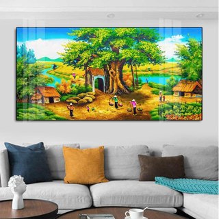 Tranh Bo Viền Cao Cấp - Tranh Treo Tường Phong Cảnh Đồng Quê - Tranh Kích Thước Lớn