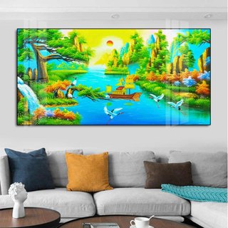 Tranh Bo Viền Cao Cấp - Tranh Treo Tường Phong Cảnh Đồng Quê - Tranh Kích Thước Lớn