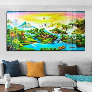 Tranh Bo Viền Cao Cấp - Tranh Treo Tường Phong Cảnh Đồng Quê - Tranh Kích Thước Lớn